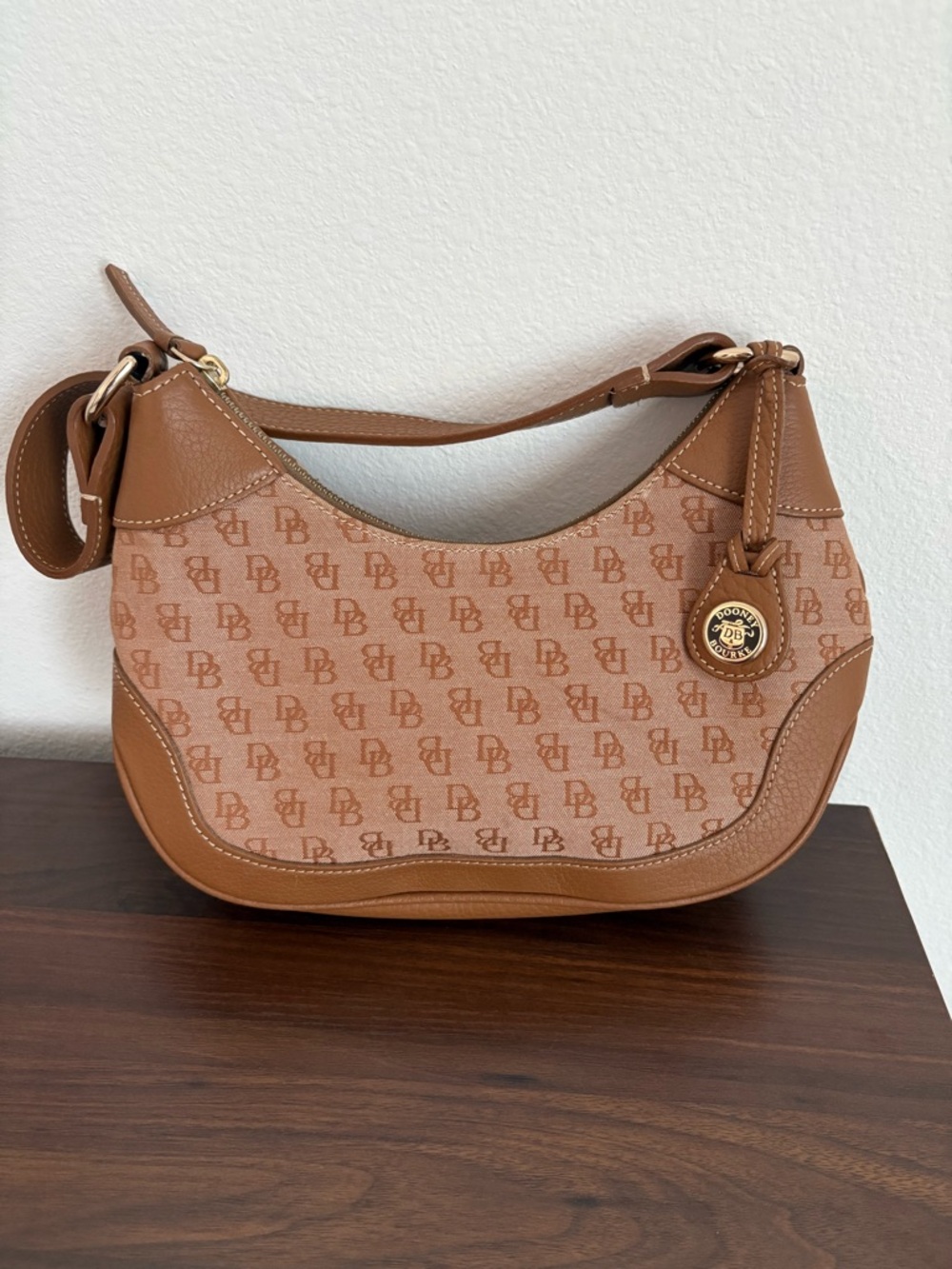 Dooney & Bourke Tan/Brown Signature Crescent Shoulder Bag